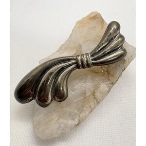 Vintage Taxco Mexico Sterling Silver Modernist Bow Brooch TS-01 925 13.39g
